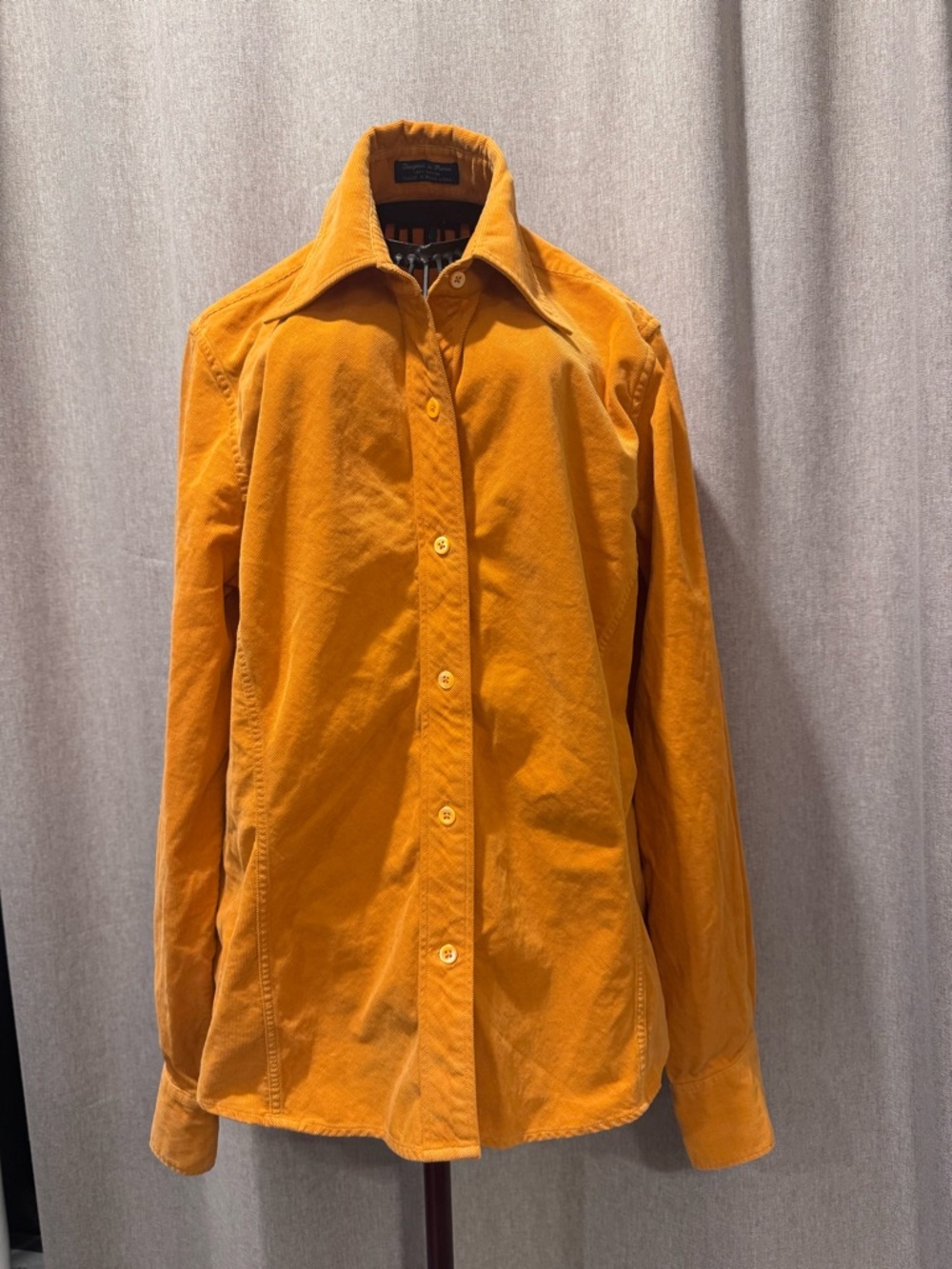 Façonnable - Corduroy - Button Down Shirt - Orange - Cotton - Large